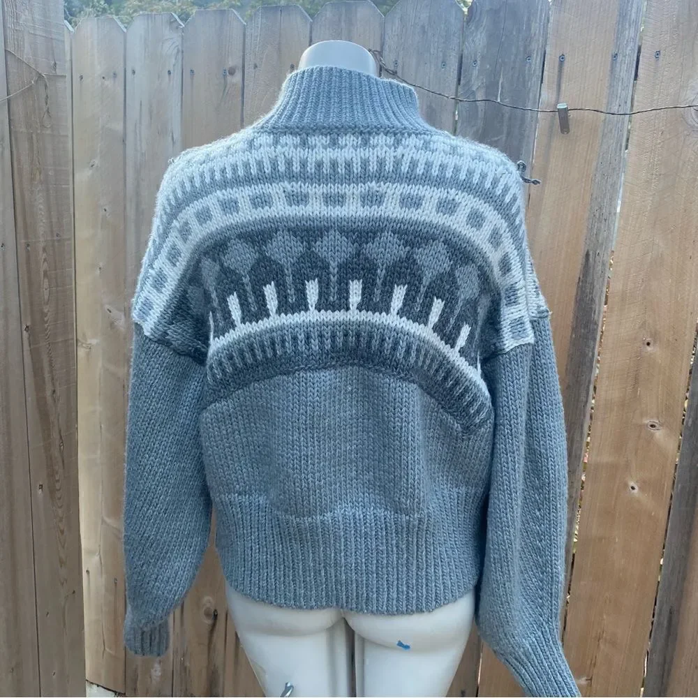Pringle Of Scotland H&M Jacquard-knit Gray Turtleneck Sweater Size Small